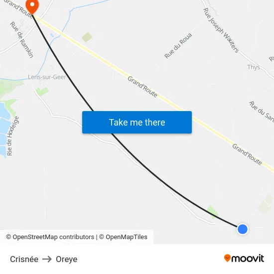 Crisnée to Oreye map