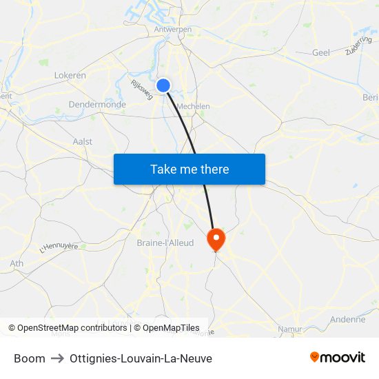 Boom to Ottignies-Louvain-La-Neuve map