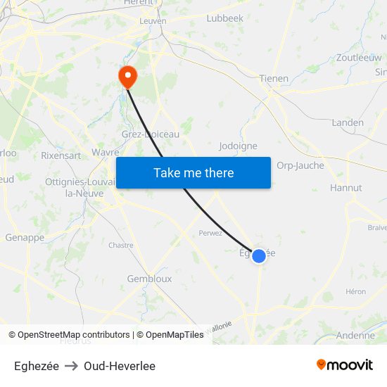 Eghezée to Oud-Heverlee map