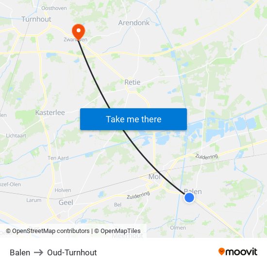 Balen to Oud-Turnhout map