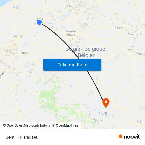 Gent to Paliseul map
