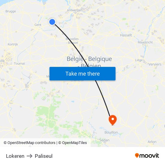 Lokeren to Paliseul map