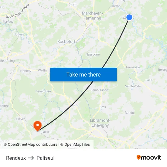 Rendeux to Paliseul map