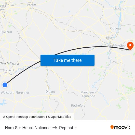 Ham-Sur-Heure-Nalinnes to Pepinster map