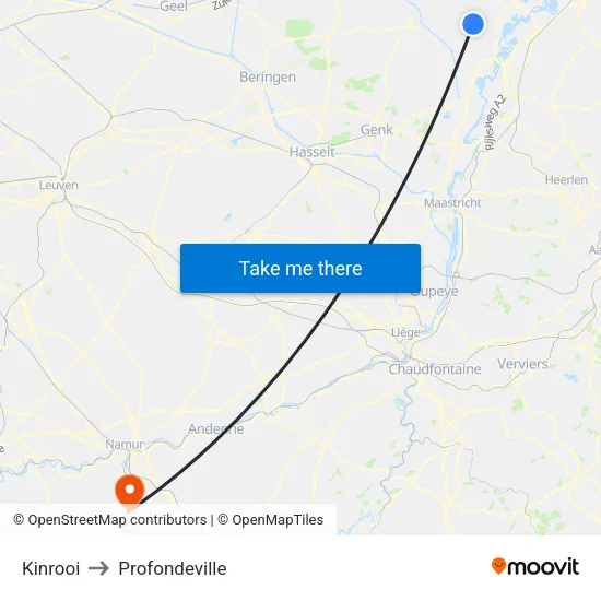 Kinrooi to Profondeville map