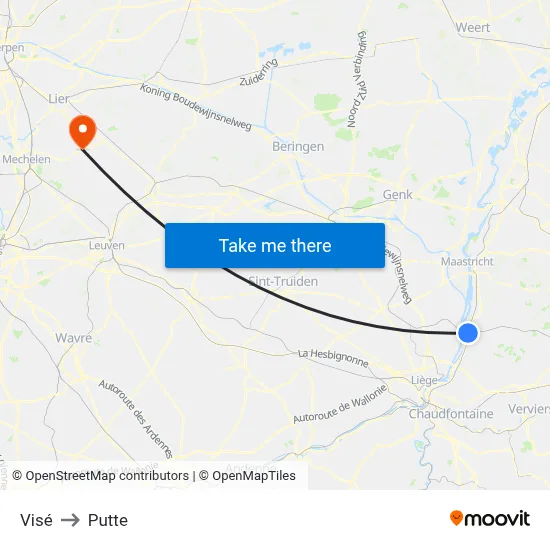 Vise to Putte map