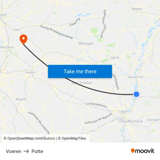 Voeren to Putte map