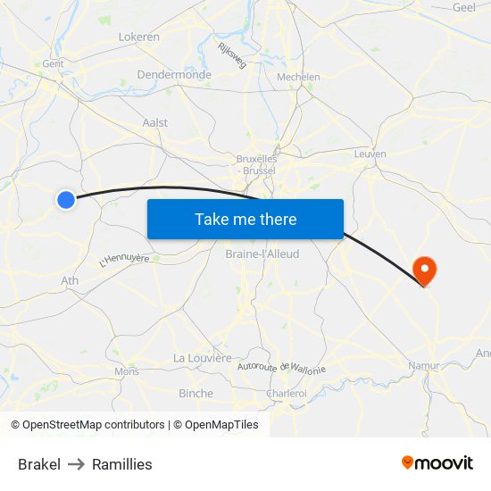 Brakel to Ramillies map