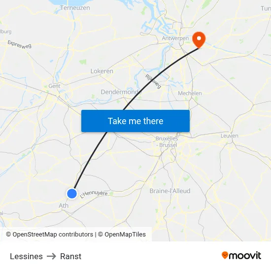 Lessines to Ranst map