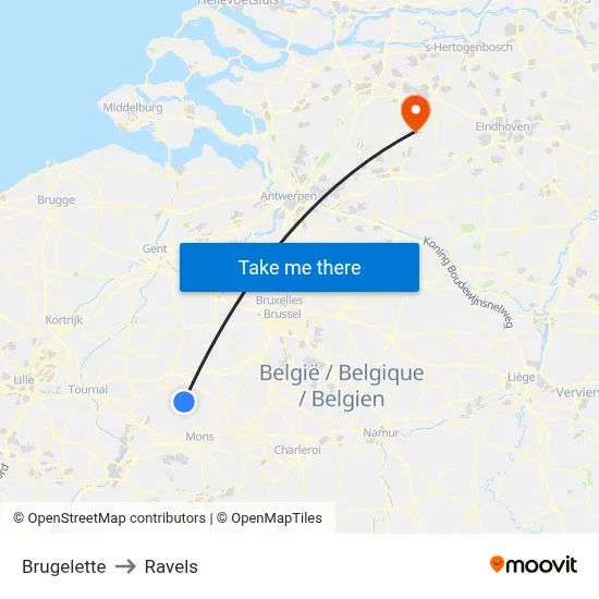 Brugelette to Ravels map