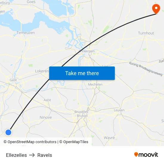 Ellezelles to Ravels map