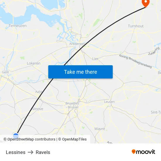 Lessines to Ravels map
