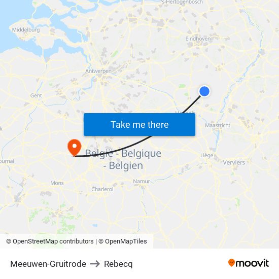 Meeuwen-Gruitrode to Rebecq map
