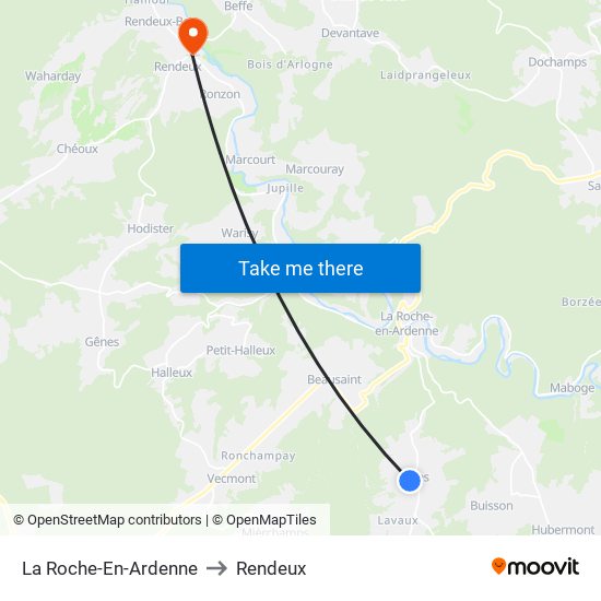 La Roche-En-Ardenne to Rendeux map