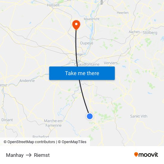 Manhay to Riemst map
