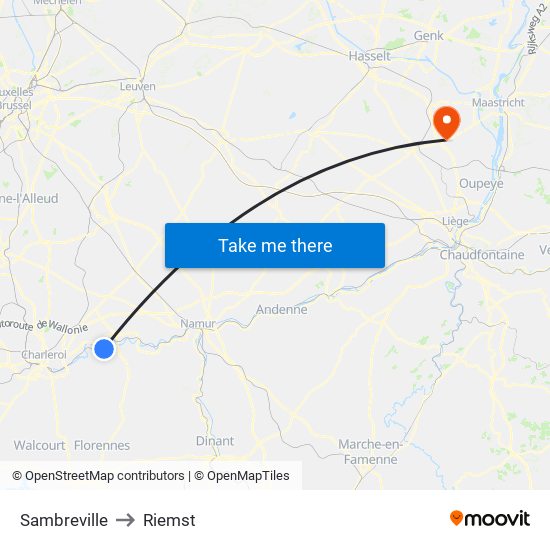 Sambreville to Riemst map