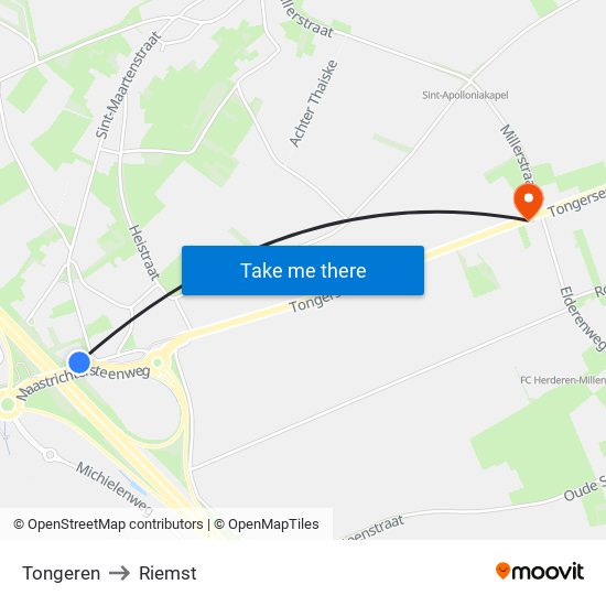 Tongeren to Riemst map