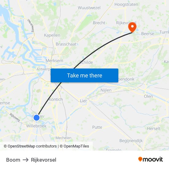 Boom to Rijkevorsel map