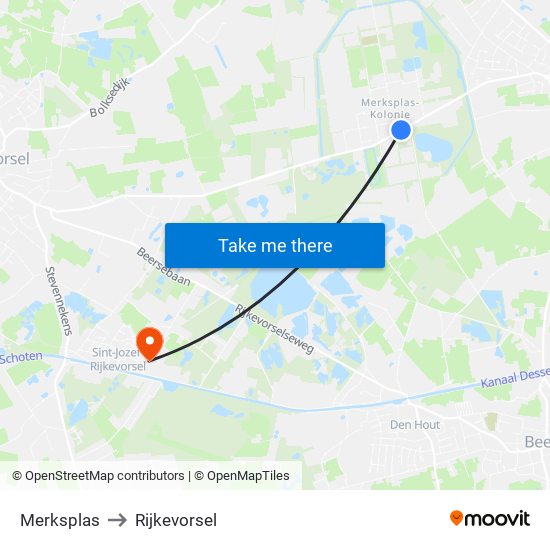 Merksplas to Rijkevorsel map