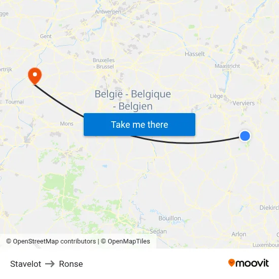 Stavelot to Ronse map