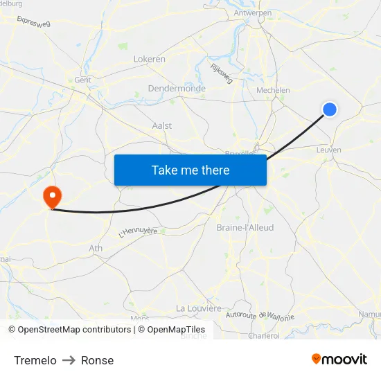 Tremelo to Ronse map