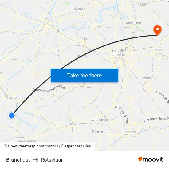 Brunehaut to Rotselaar map