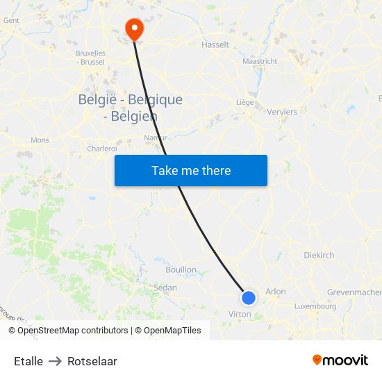 Etalle to Rotselaar map