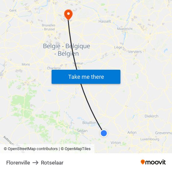 Florenville to Rotselaar map