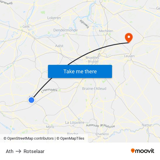 Ath to Rotselaar map