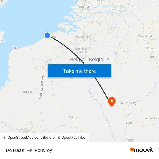 De Haan to Rouvroy map