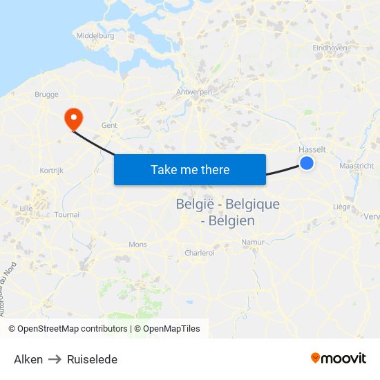 Alken to Ruiselede map