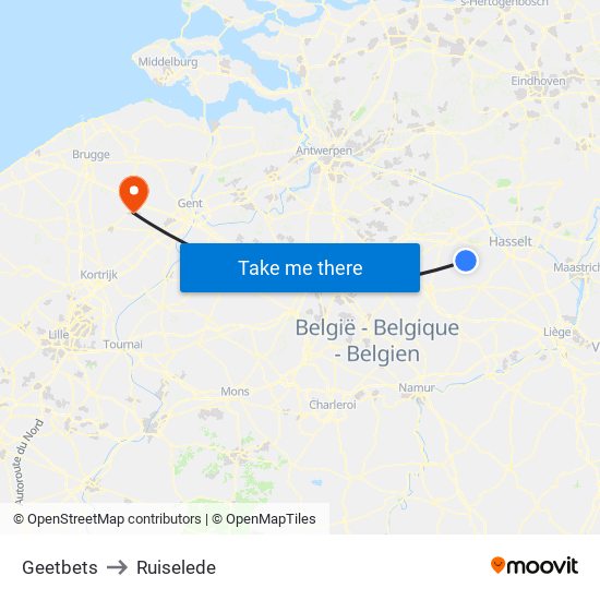 Geetbets to Ruiselede map