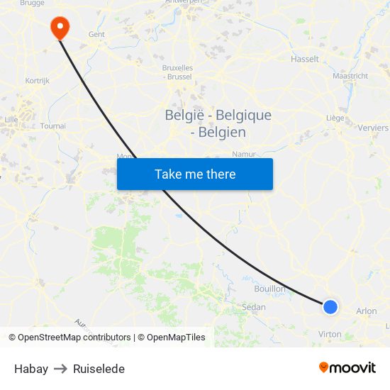 Habay to Ruiselede map