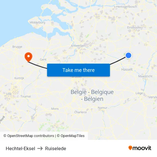 Hechtel-Eksel to Ruiselede map