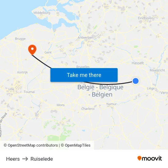 Heers to Ruiselede map