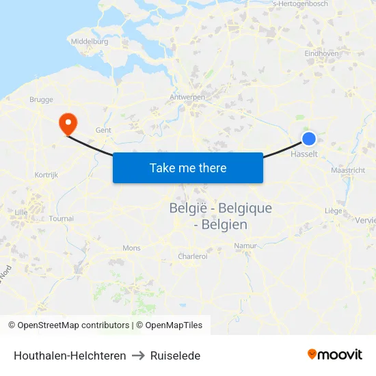 Houthalen-Helchteren to Ruiselede map