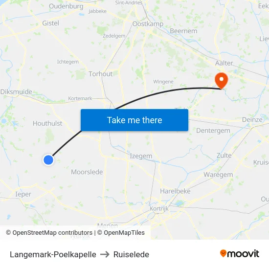 Langemark-Poelkapelle to Ruiselede map