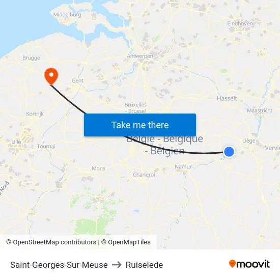 Saint-Georges-Sur-Meuse to Ruiselede map