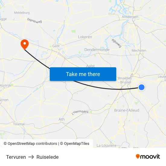 Tervuren to Ruiselede map