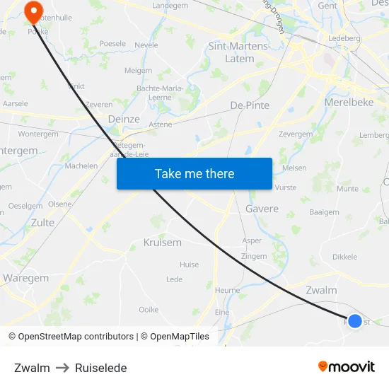 Zwalm to Ruiselede map