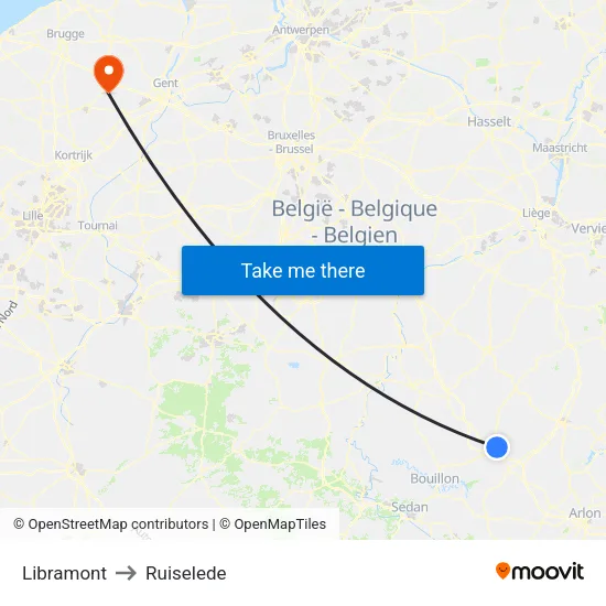 Libramont to Ruiselede map