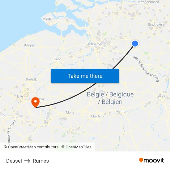 Dessel to Rumes map