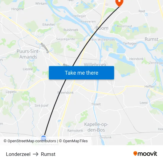 Londerzeel to Rumst map