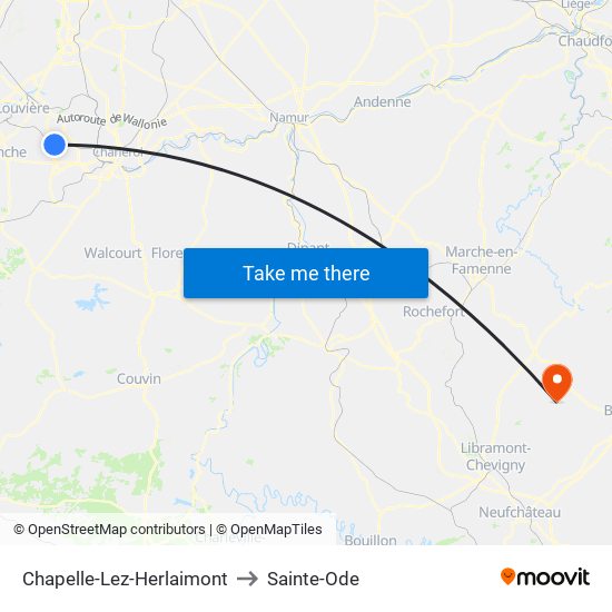 Chapelle-Lez-Herlaimont to Sainte-Ode map
