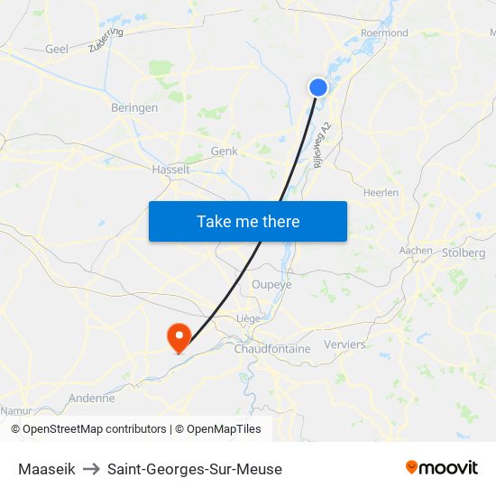 Maaseik to Saint-Georges-Sur-Meuse map