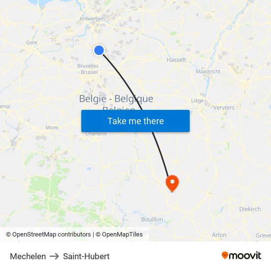 Mechelen to Saint-Hubert map