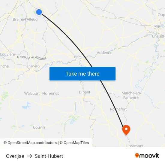 Overijse to Saint-Hubert map