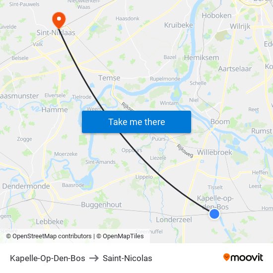 Kapelle-Op-Den-Bos to Saint-Nicolas map