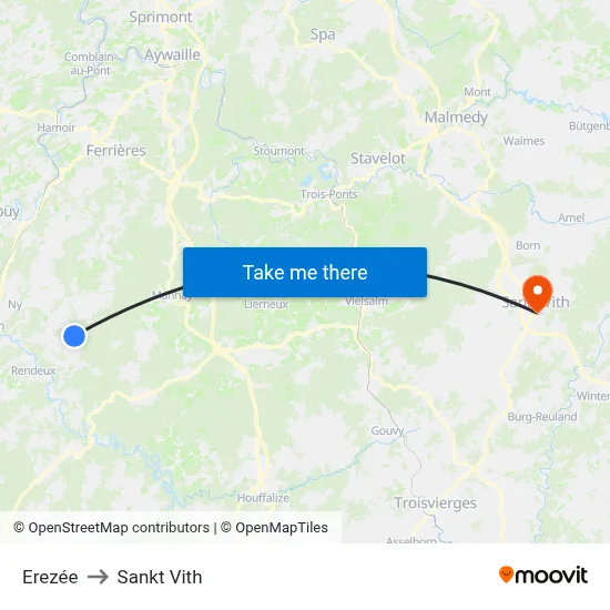Erezée to Sankt Vith map