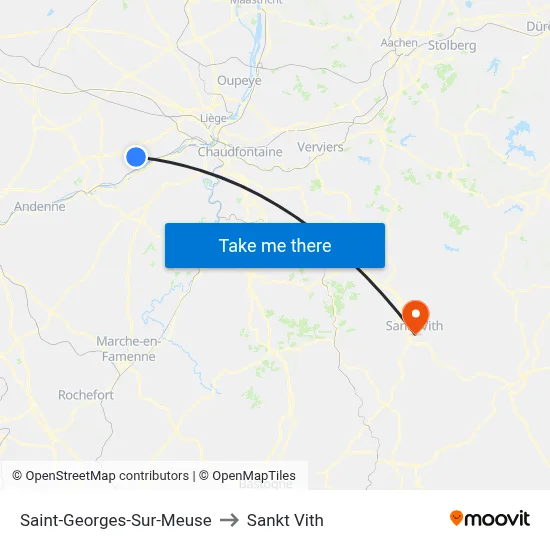 Saint-Georges-Sur-Meuse to Sankt Vith map